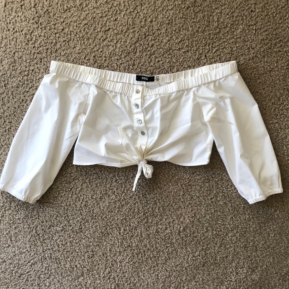 Urban Outfitter White Over-the-Shoulder Top